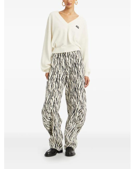 ROTATE BIRGER CHRISTENSEN White V-Neck Sweater