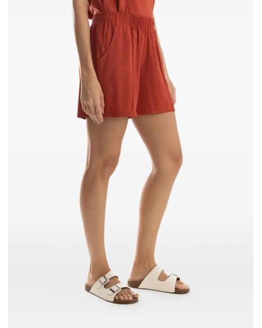 Lygia & Nanny Red Elastic-Waist Pocketed Short Shorts