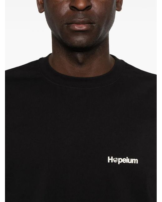 HOPEIUM Black Heart-Print Logo-Print T-Shirt for men