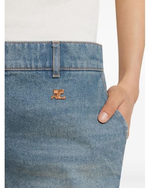 Courreges Blue Logo-Patch Trousers