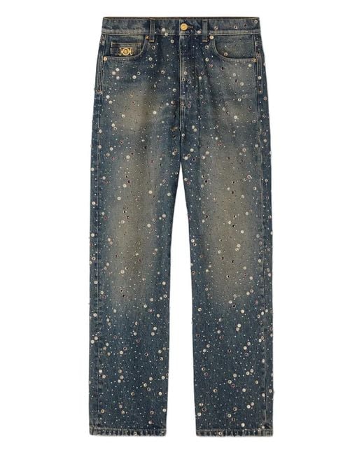 Jean À Ornements En Cristal Versace pour homme en coloris Blue