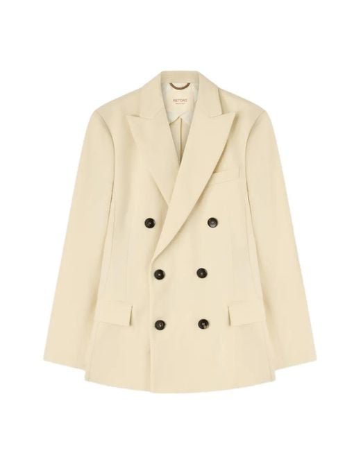 RETORI Natural Double-Breasted Linen Blazer