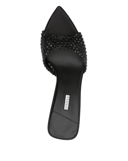 Le Silla Black 80Mm Crystal-Embellished Pointed-Toe Heeled Sandals