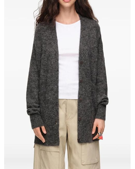 Bimba Y Lola Gray Dark Melange Long Alpaca Cardigan