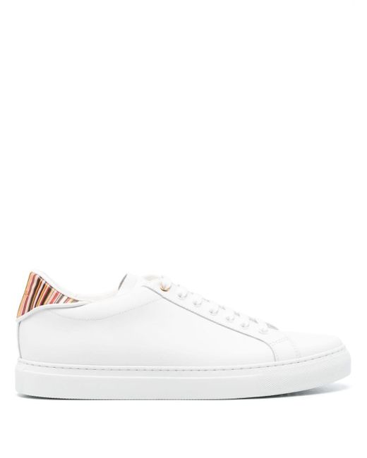 Paul Smith White Beck Signature-Stripe Leather Sneakers for men