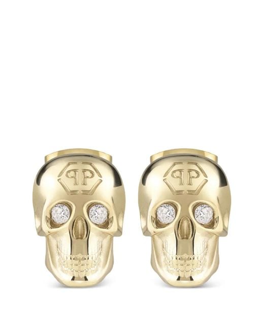 Philipp Plein Metallic 3D Skull Earrings