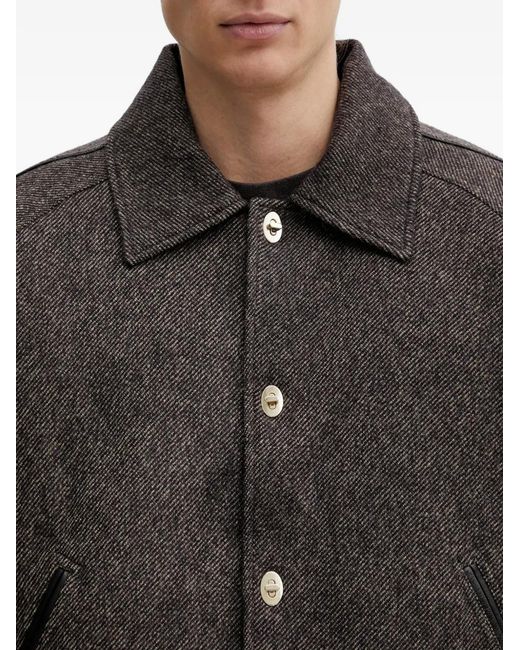 Wales Bonner Gray Buttoned Herringbone-Pattern Bomber Jacket for men
