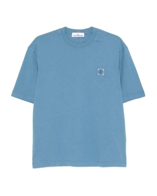 Stone Island Blue Cotton T-Shirts And Polos for men