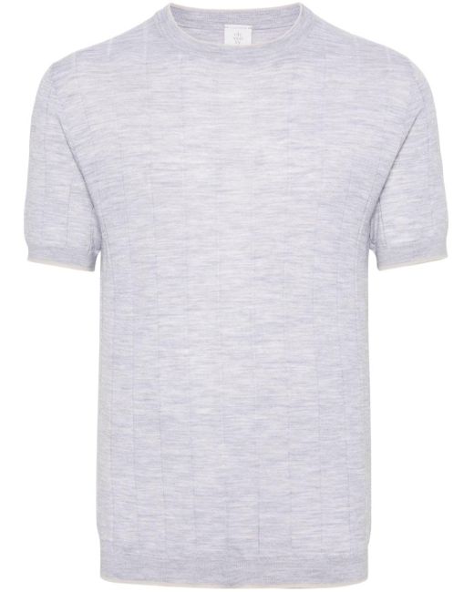 Eleventy White Mélange Wool Ribbed T-shirt for men