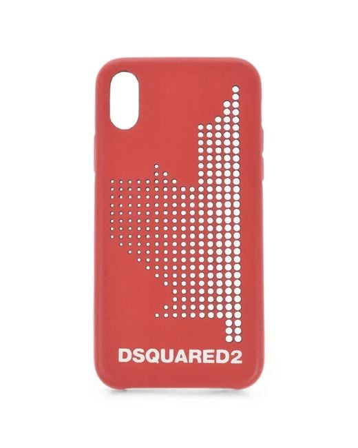 DSquared² Red Perforated-Detailing Logo-Print Iphone X Case for men