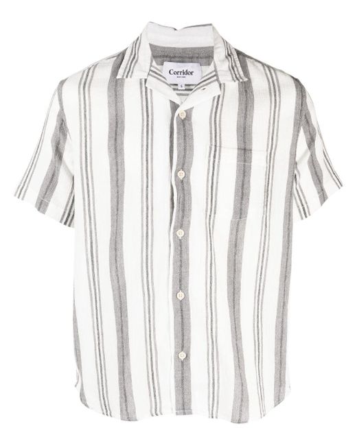 Corridor NYC White Striped Short-sleeve Cotton Shirt for men