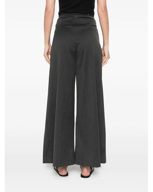 LA PISCINE Gray Pinstripe Trousers