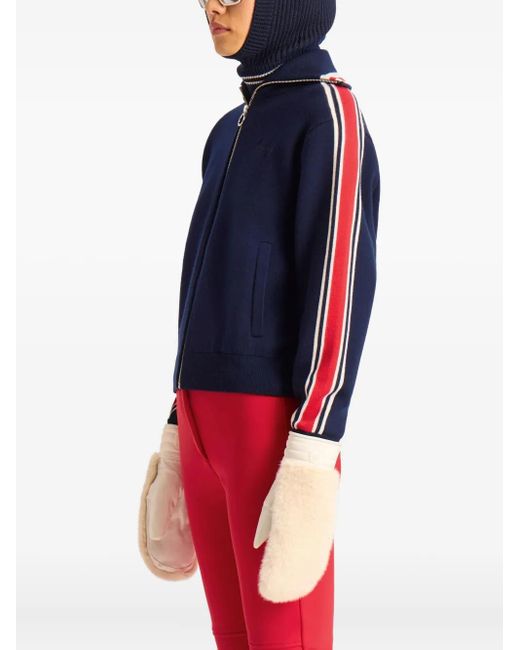 Fusalp Blue Stripe-Detail Zip-Up Cardigan