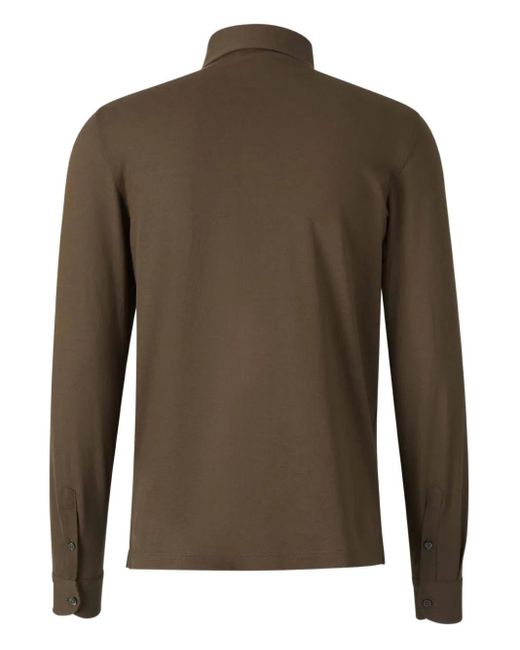 Gran Sasso Brown Long-Sleeve Cotton Polo Shirt for men