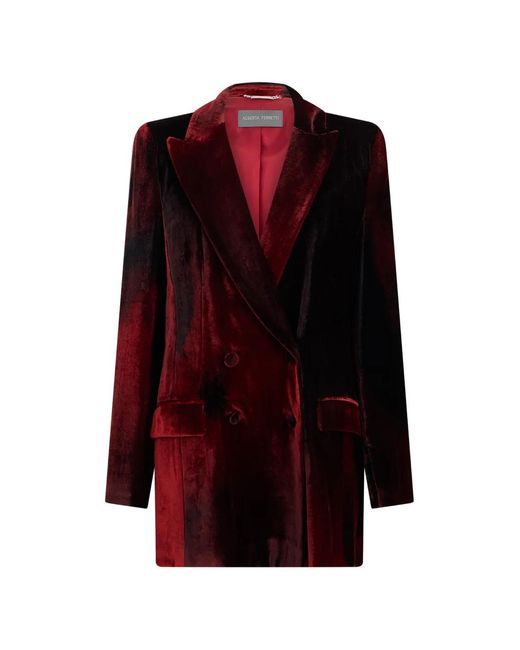 Alberta Ferretti Red Peak-Lapel Double-Breasted Blazer