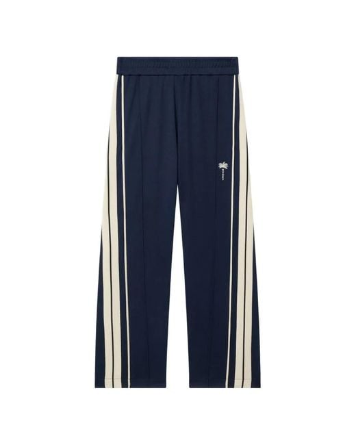 Palm Angels Blue Palm Tree Striped Track Pants for men