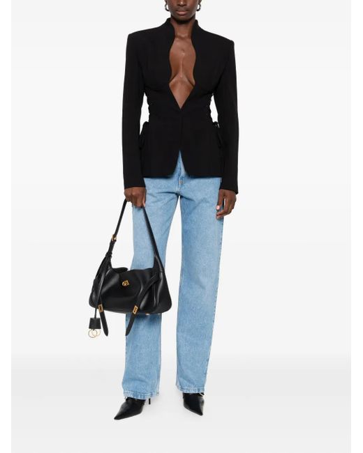 Mugler Black Sculptural Lace-Up Jacket
