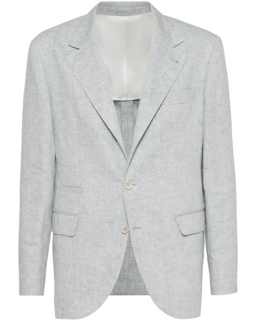 Brunello Cucinelli Gray Linen Blazer for men