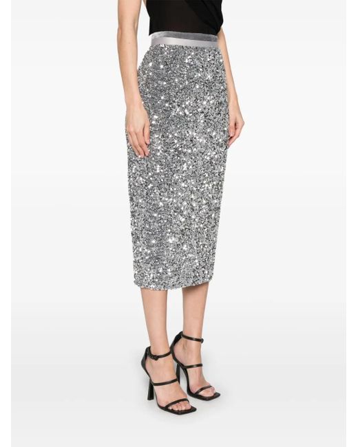 Styland Gray Sequinned Midi Skirt