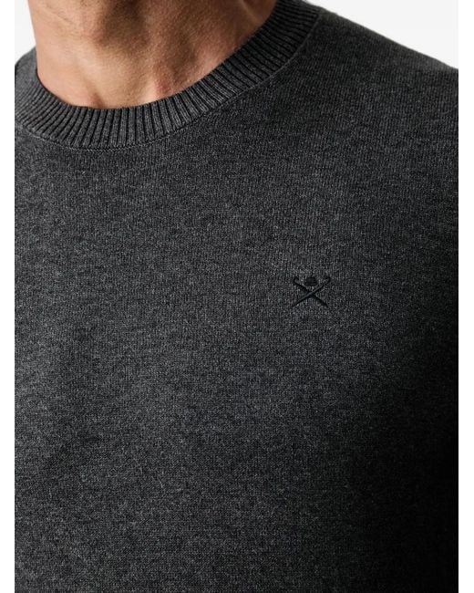 Hackett Black Logo-Embroidered Ribbed-Trim Sweater for men