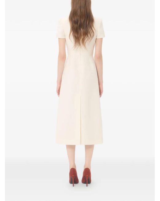 Valentino Garavani White Embroidered Crepe Couture Midi Dress