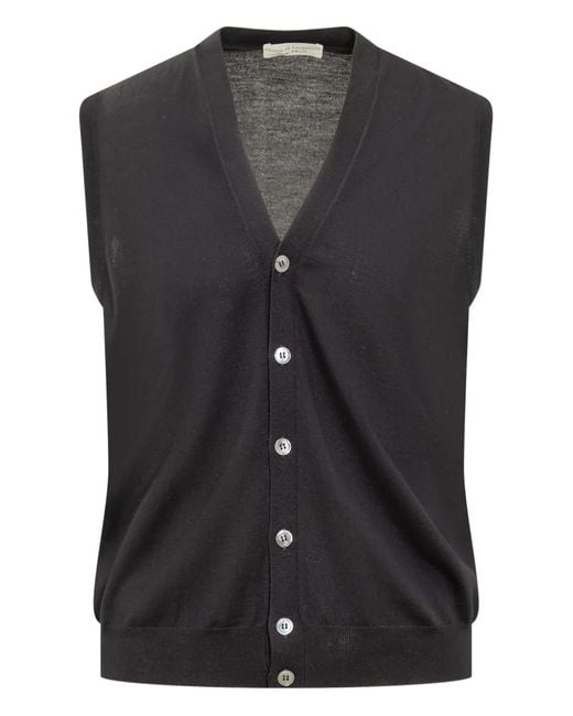FILIPPO DE LAURENTIIS Black Buttoned V-Neck Vest for men