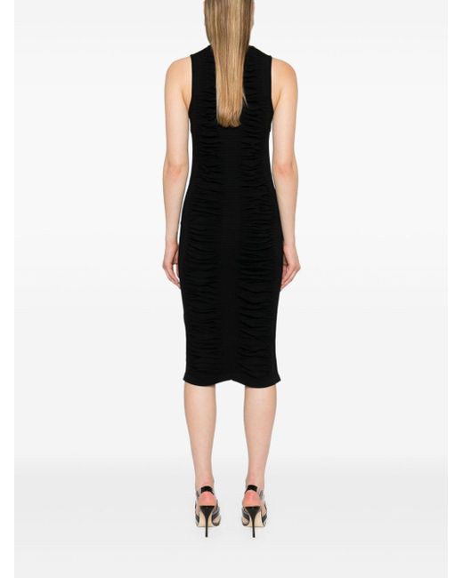 ANDREADAMO Black Xray Ribbed-Knit Midi Dress