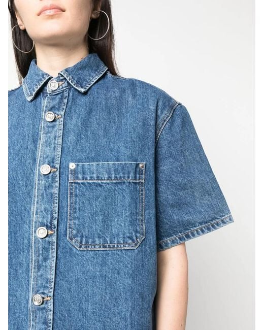 SLVRLAKE Denim Blue Short-Sleeved Denim Shirt