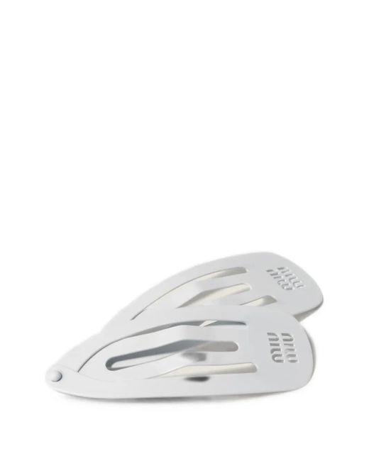 Miu Miu White Metal Hair Clips