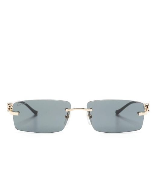 Cartier Gray Panther Rectangle-frame Sunglasses