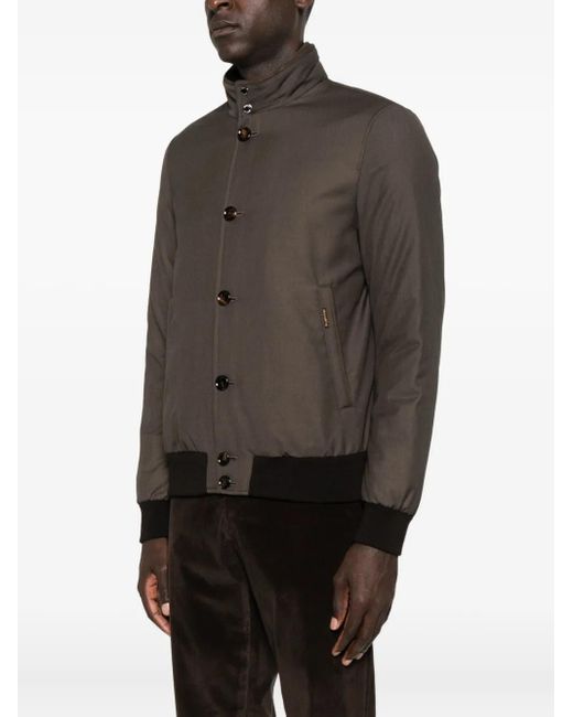 Moorer Brown Button-Fastening Ribbed-Hem Jacket for men