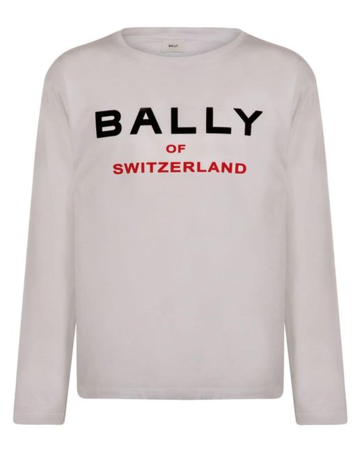 Bally Gray Logo-Print Organic Cotton T-Shirt for men