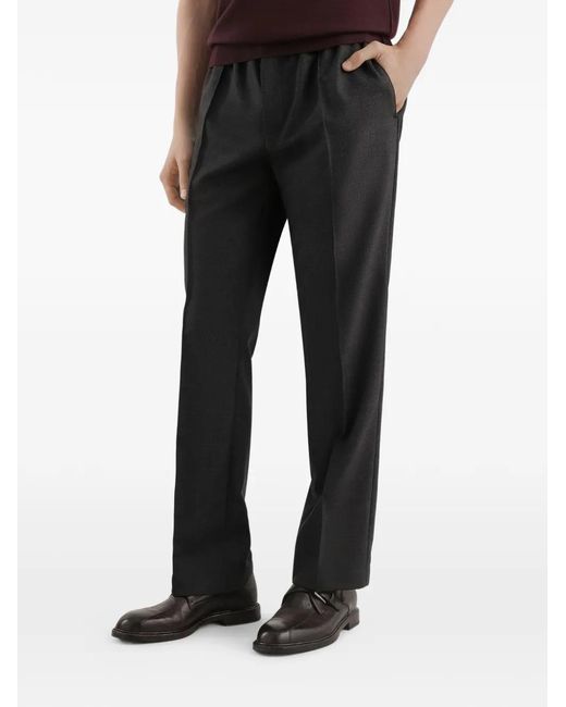 Dolce & Gabbana Black Virgin Wool Straight-Leg Trousers for men