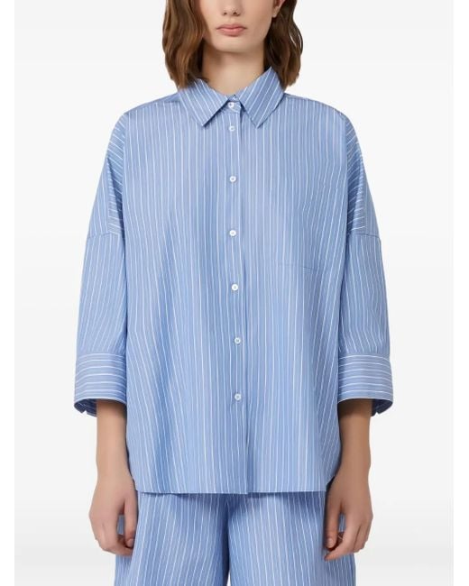 Camisa con manga tres cuartos a rayas Weekend by Maxmara de color Blue