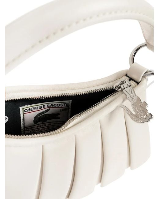 Lacoste White Small Lenglen Pleated Tote Bag