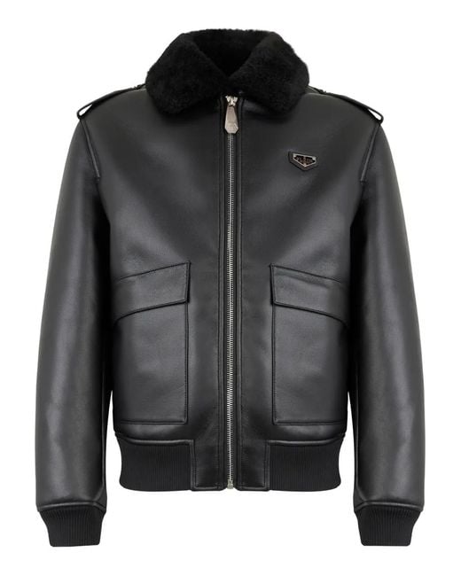 Chaqueta Con Cuello Texturizado Philipp Plein de hombre de color Black