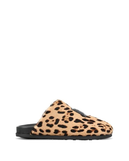 Givenchy Brown Leopard-Print Logo-Appliqué Mules