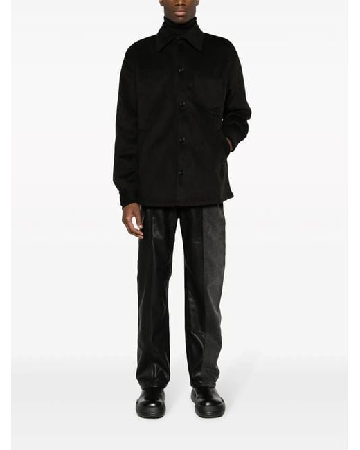 Gcds Black Logo-Embroidered Overshirt for men