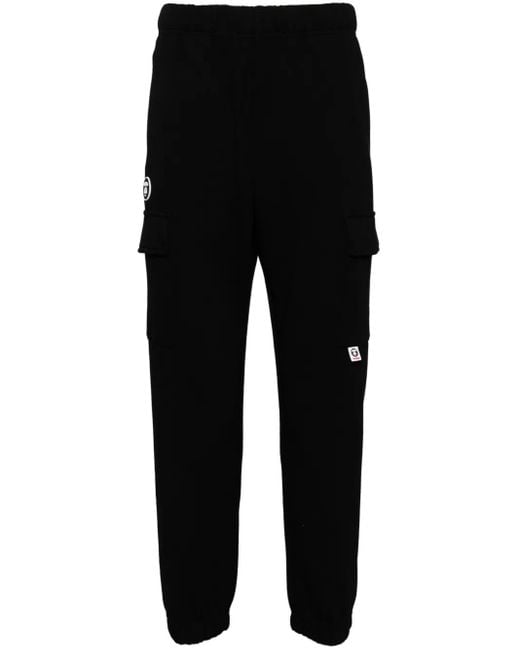 Aape By A Bathing Ape Black Logo-Patch Cargo Track Pants for men
