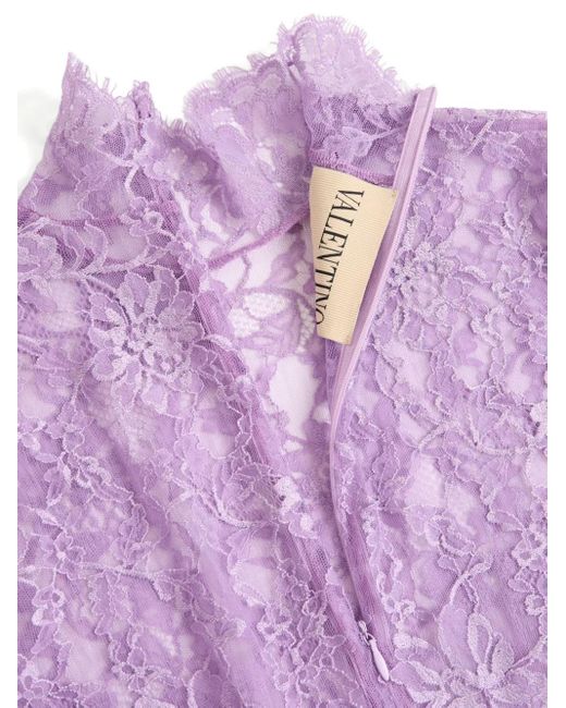 Valentino Garavani Purple Floral Lace Bodysuit
