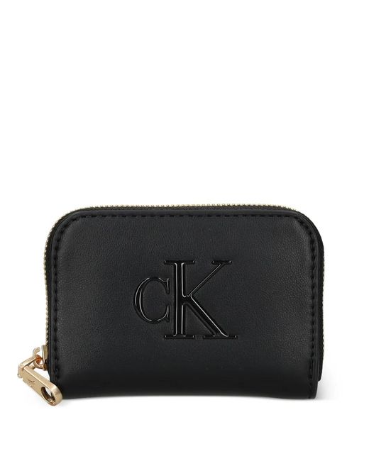 Calvin Klein Black Embossed-Logo Wallet