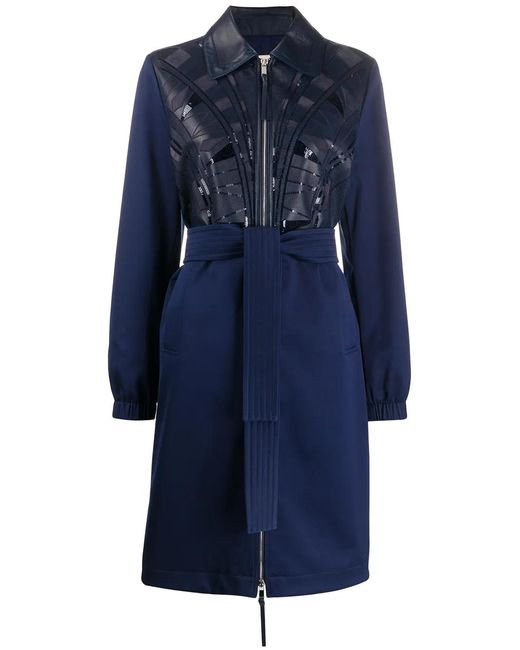 Emilio Pucci Blue Sequin-embellished Panelled Coat