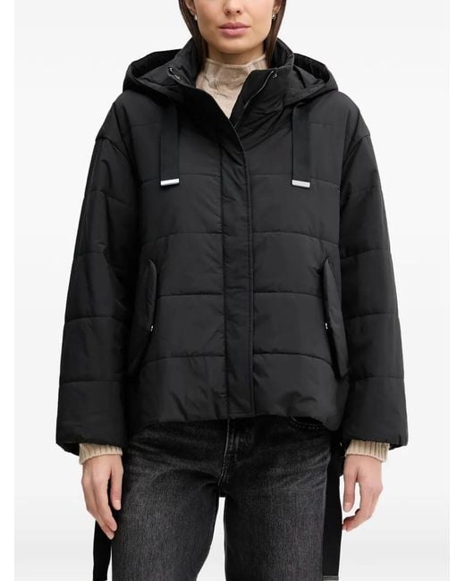 Sisley Black Hooded Quilted Jacket