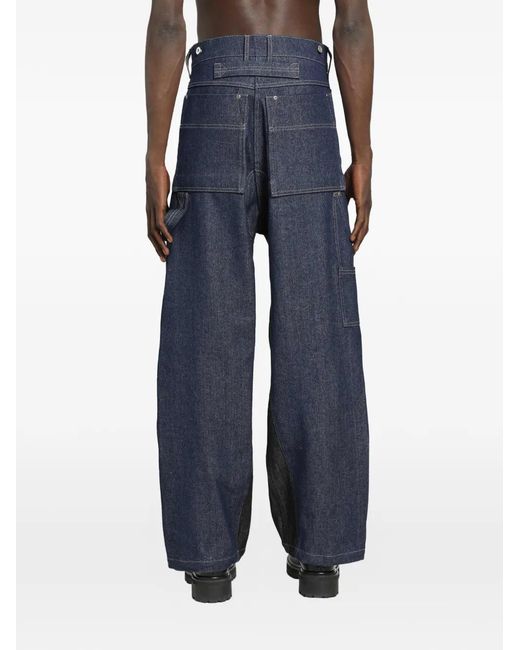 BRYAN JIMENE`Z Blue Panelled Jeans for men