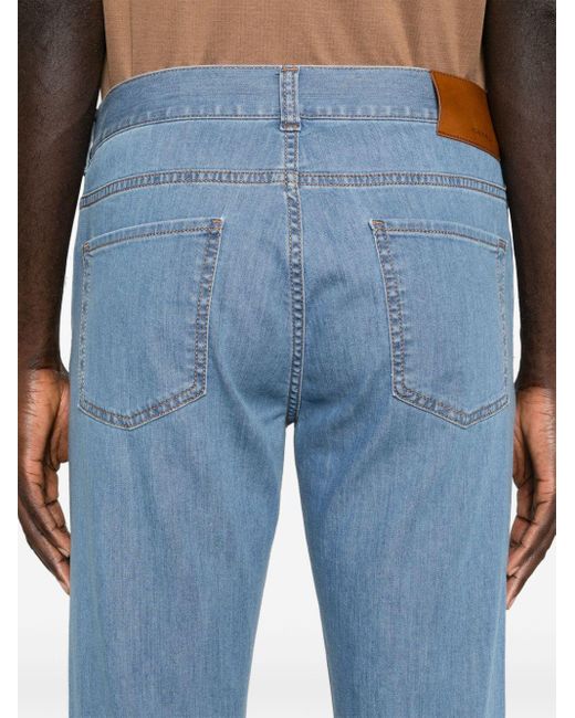 Canali Halbhohe Slim-Fit-Jeans in Blue für Herren