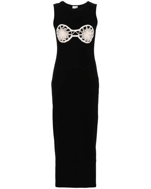 Magda Butrym Black Crochet-Detailed Cotton Maxi Dress