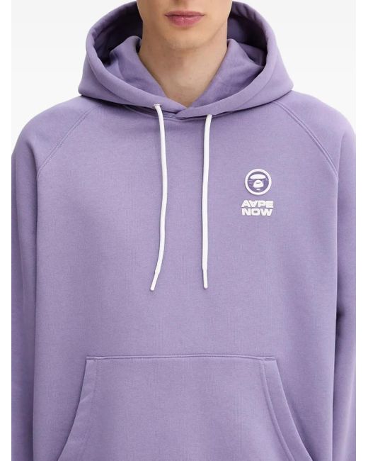 Aape By A Bathing Ape Purple Logo-Detail Patch-Pocket Hoodie for men
