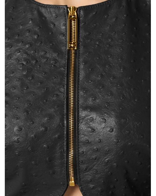 Elisabetta Franchi Black Jacket With Ostrich Print