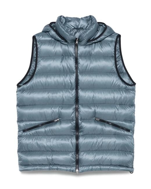 メンズ Herno フーデッド パデッドベスト Blue