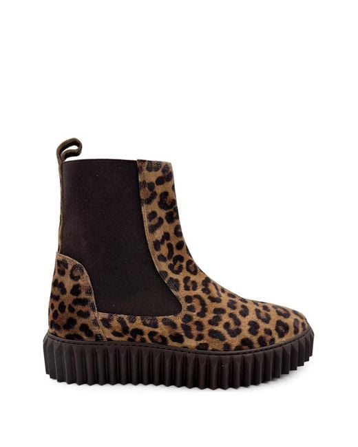 Voile Blanche Black Beth Leopard-Print Ankle Boots